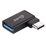 Type-C / USB-C公頭轉USB 3.2母頭90度彎頭鋁合金轉接器，Type-C公頭轉USB 3.2母頭