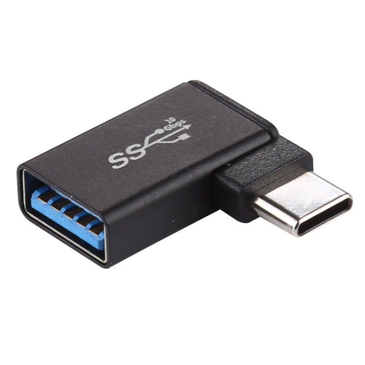 Type-C / USB-C公頭轉USB 3.2母頭90度彎頭鋁合金轉接器，Type-C公頭轉USB 3.2母頭