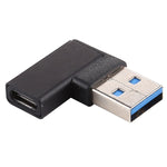 Type-C / USB-C母頭轉USB 3.0公頭90度彎頭鋁合金轉接器，Type-C母頭轉USB 3.0公頭