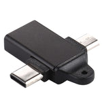 USB 3.0母頭轉Type-C / USB-C公頭 + Micro公頭鋁合金轉接器，USB 3.0母頭轉Type-C公頭 + Micro公頭