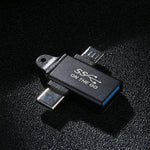 USB 3.0母頭轉Type-C / USB-C公頭 + Micro公頭鋁合金轉接器，USB 3.0母頭轉Type-C公頭 + Micro公頭