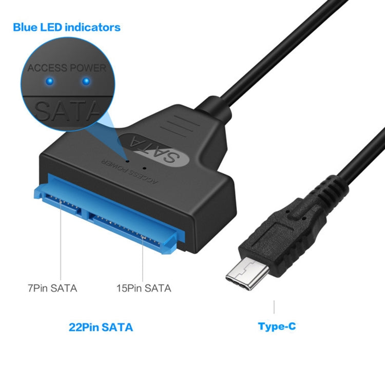 USB-C / Type-C 3.1 公頭轉 SATA（15 針 + 7 針）硬碟資料轉換線，長度：20cm，Type-C 轉 SATA