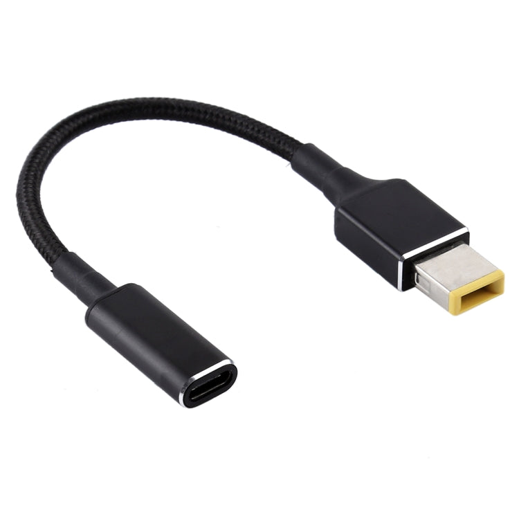 PD 100W 18.5-20V 方形插頭轉 USB-C / Type-C 轉接器，尼龍編織線，適用 Lenovo 筆電