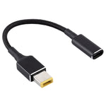 PD 100W 18.5-20V 方形插頭轉 USB-C / Type-C 轉接器，尼龍編織線，適用 Lenovo 筆電