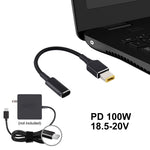 PD 100W 18.5-20V 方形插頭轉 USB-C / Type-C 轉接器，尼龍編織線，適用 Lenovo 筆電