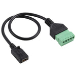 迷你 5 針母頭轉 5 針可插拔端子免焊 USB 連接器免焊接轉接線，長度：30cm，迷你 5 針母頭