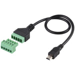 迷你 5 針公頭轉 5 針可插拔端子免焊 USB 連接器免焊接轉接線，長度：30cm，迷你 5 針公頭