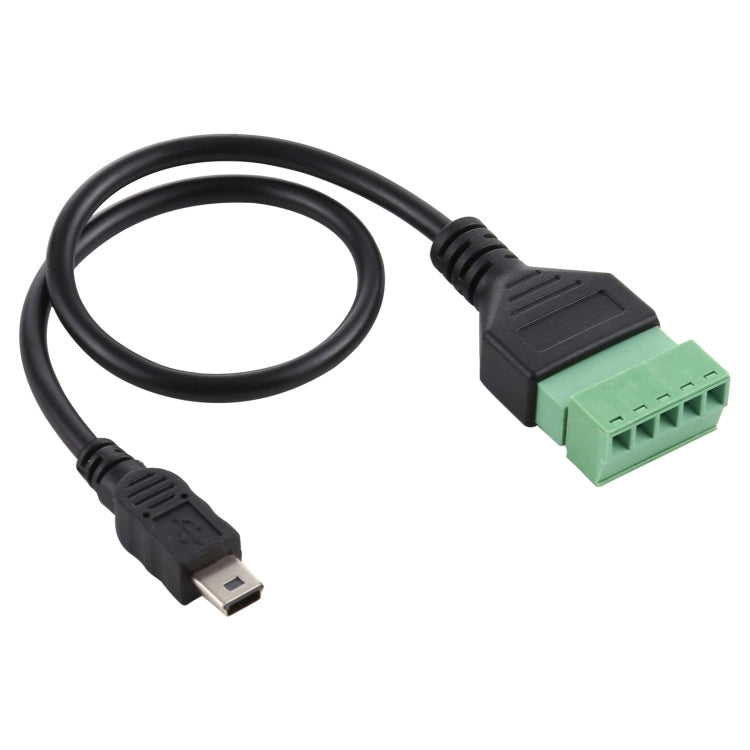 迷你 5 針公頭轉 5 針可插拔端子免焊 USB 連接器免焊接轉接線，長度：30cm，迷你 5 針公頭