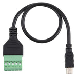 迷你 5 針公頭轉 5 針可插拔端子免焊 USB 連接器免焊接轉接線，長度：30cm，迷你 5 針公頭