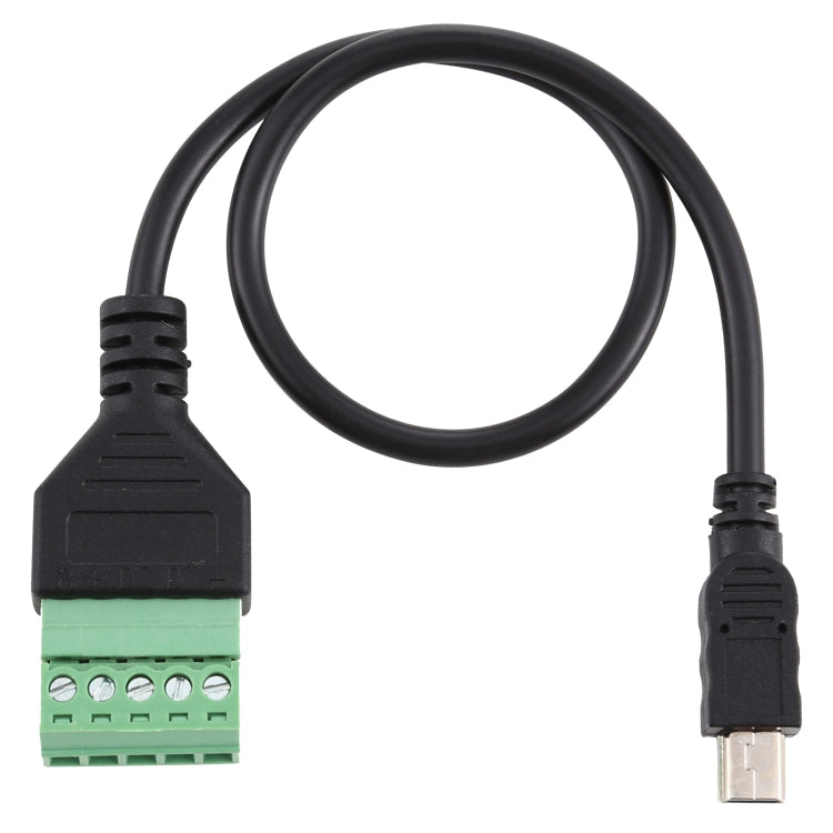迷你 5 針公頭轉 5 針可插拔端子免焊 USB 連接器免焊接轉接線，長度：30cm，迷你 5 針公頭