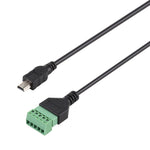 迷你 5 針公頭轉 5 針可插拔端子免焊 USB 連接器免焊接轉接線，長度：30cm，迷你 5 針公頭
