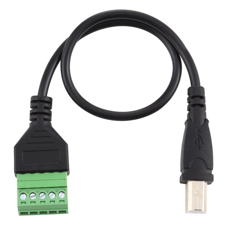 USB Type-B 公頭轉 5 針可插拔端子免焊 USB 連接器免焊接轉接線，長度：30cm，USB Type-B 公頭