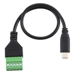 USB-C / Type-C 公頭轉 5 針可插拔端子免焊 USB 連接器免焊接轉接線，長度：30cm，Type-C 公頭