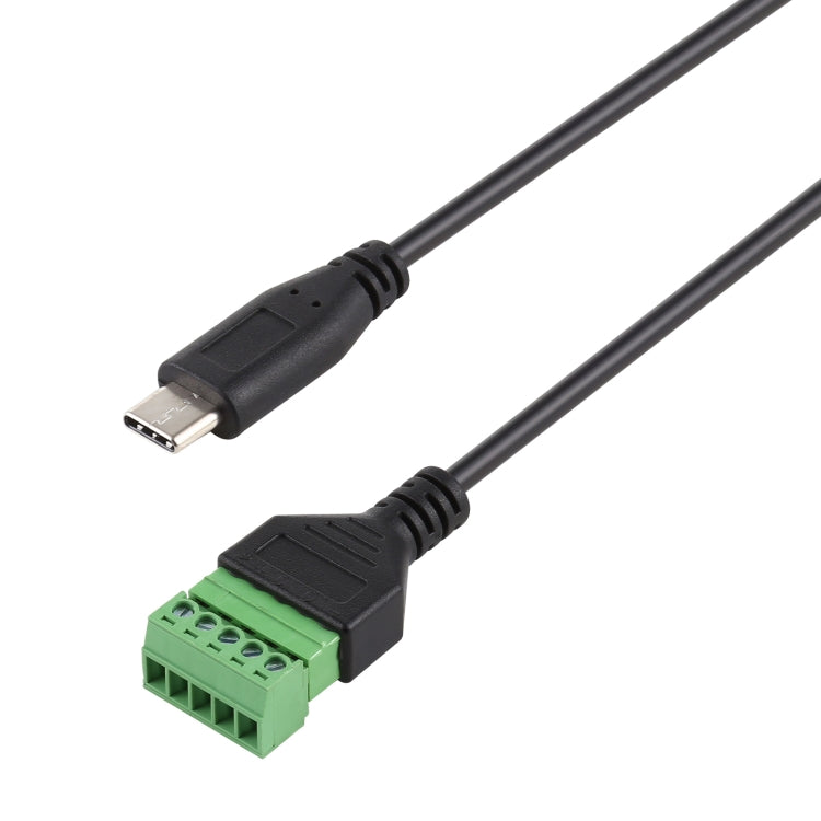 USB-C / Type-C 公頭轉 5 針可插拔端子免焊 USB 連接器免焊接轉接線，長度：30cm，Type-C 公頭