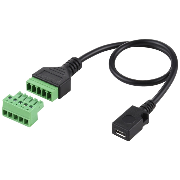 Micro USB母頭至5針可插拔端子免焊USB連接器無焊接連接轉接線，長度：30公分，Micro USB母頭