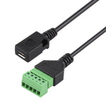 Micro USB母頭至5針可插拔端子免焊USB連接器無焊接連接轉接線，長度：30公分，Micro USB母頭
