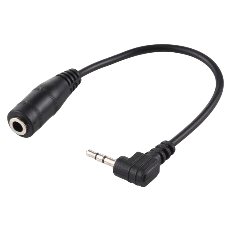 2.5mm 右角度公頭轉 3.5mm 母頭立體聲 AUX 音訊直流電源轉換線，長度：14公分