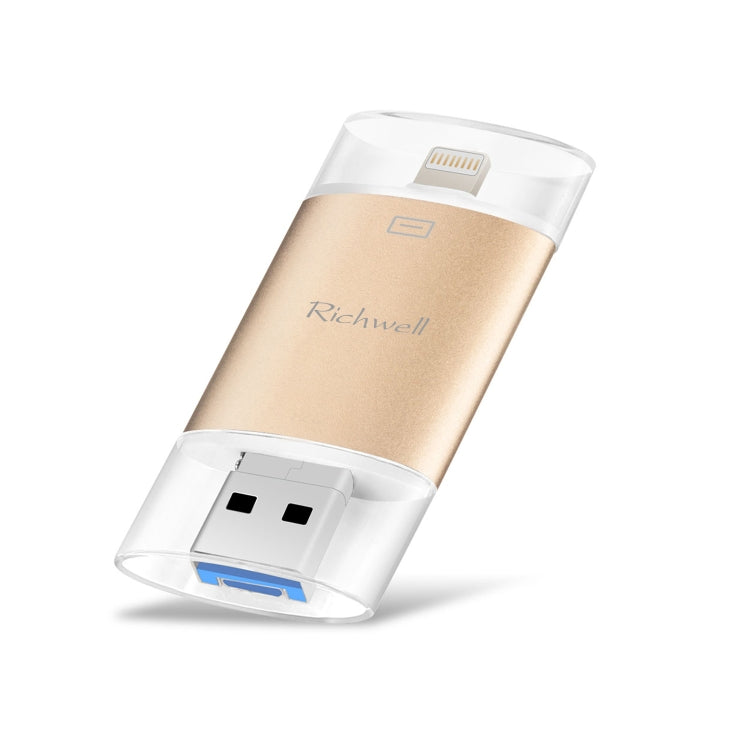 Richwell 3 合 1 128G Type-C + 8 Pin + USB 3.0 金屬雙蓋推拉式隨身碟，具 OTG 功能