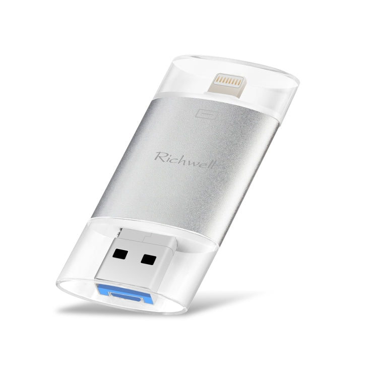Richwell 3 合 1 64G Type-C + 8 Pin + USB 3.0 金屬雙蓋推拉式隨身碟，具 OTG 功能