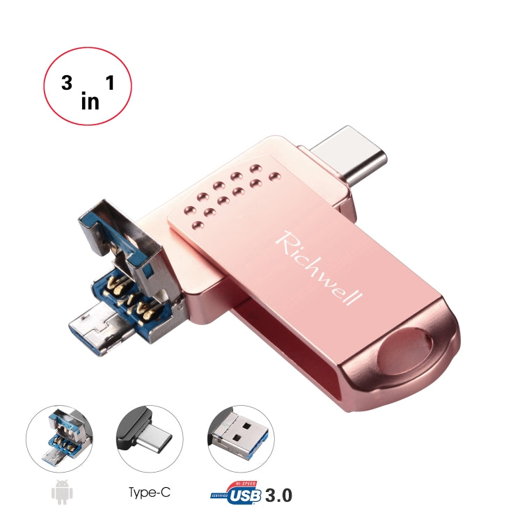 Richwell 3合1 16G Type-C + Micro USB + USB 3.0 金屬隨身碟，具OTG功能