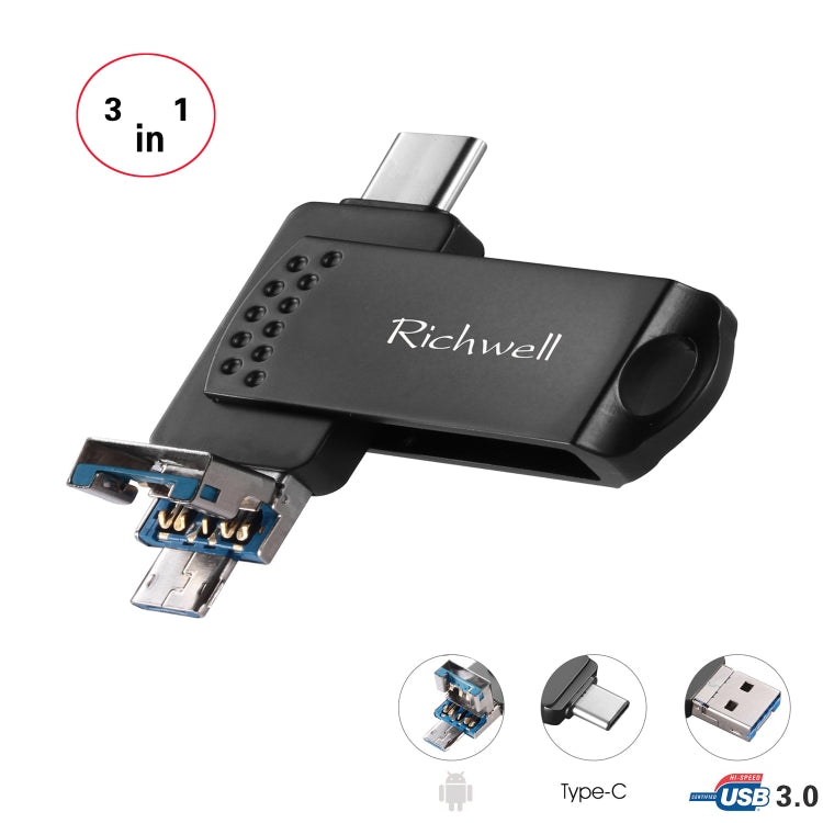 Richwell 3合1 32G Type-C + Micro USB + USB 3.0 金屬隨身碟，具 OTG 功能