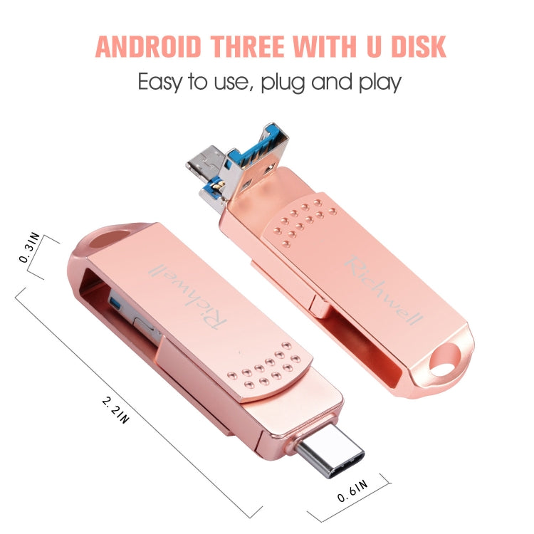 Richwell 3合1 128G Type-C + Micro USB + USB 3.0 金屬隨身碟，具OTG功能