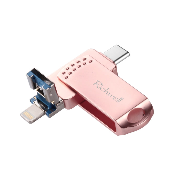Richwell 128G Type-C + 8 Pin + USB 3.0 金屬隨身碟，具OTG功能
