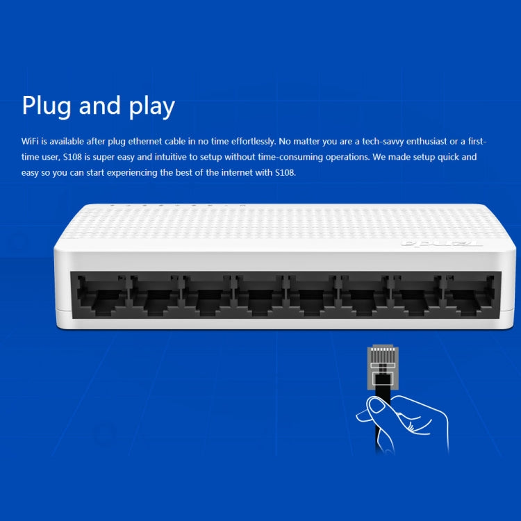 Tenda S108 8埠10/100Mbps快速以太網網路交換機 LAN集線器，Tenda SG108 8埠白色
