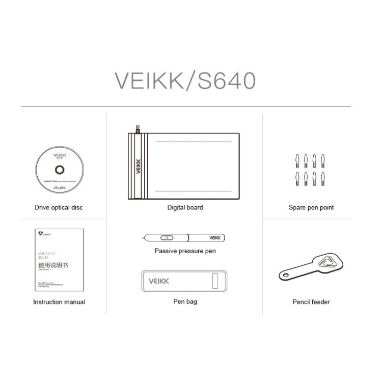 VEIKK S640 6x4 吋 5080 LPI 電子繪圖板，S640