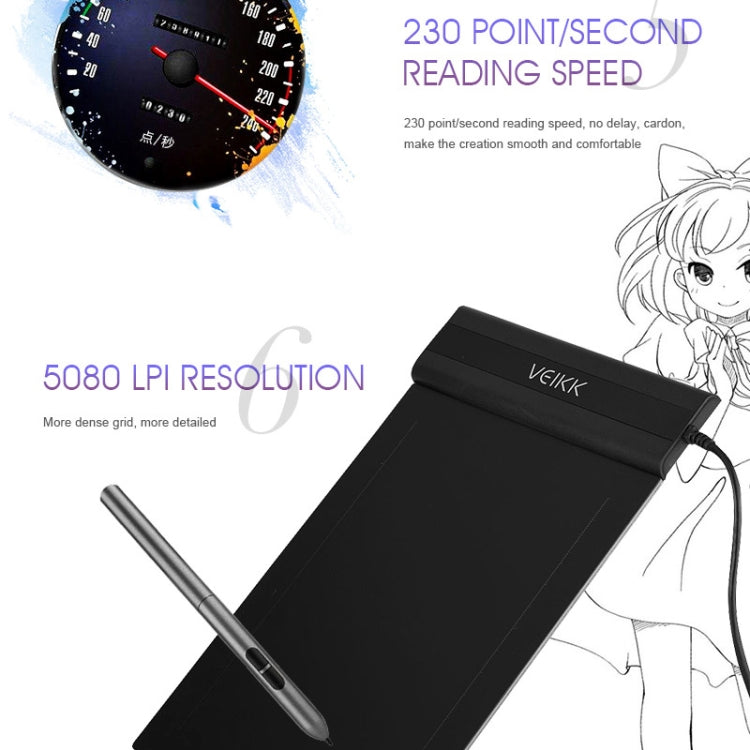 VEIKK S640 6x4 吋 5080 LPI 電子繪圖板，S640