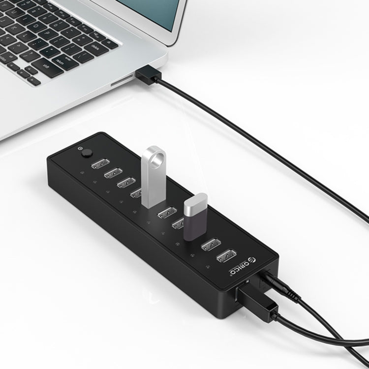 ORICO P10-U2 10埠 USB 2.0 集線器，帶LED電源指示燈及1米USB線（黑色）