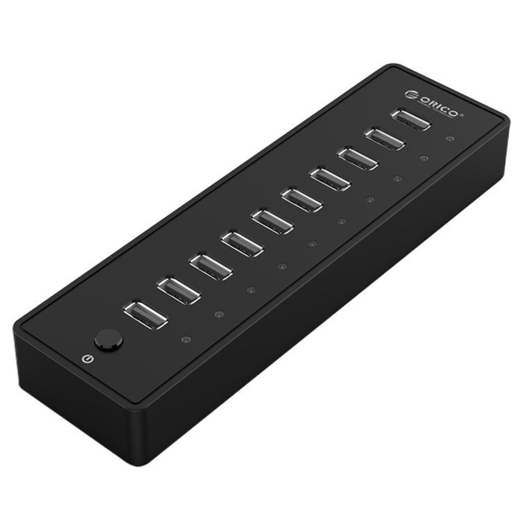 ORICO P10-U2 10埠 USB 2.0 集線器，帶LED電源指示燈及1米USB線（黑色）