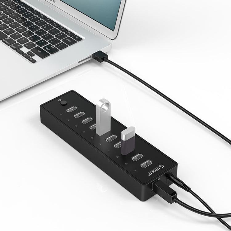 ORICO P10-U2 10埠 USB 2.0 集線器，帶LED電源指示燈及1米USB線（黑色）