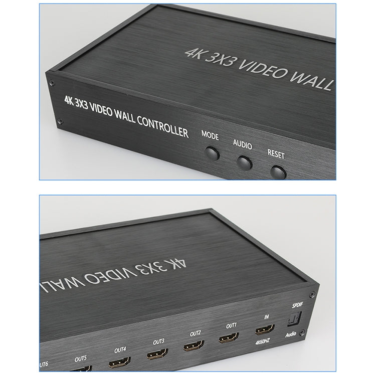 NK-BT88 4K 3X3 HDMI 視頻牆控制器多屏拼接處理器，帶遙控器，歐盟插頭，歐盟插頭