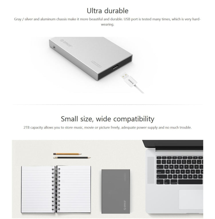 ORICO 2518S3 USB3.0 外接硬碟盒，適用7mm及9.5mm 2.5吋 SATA HDD／SSD