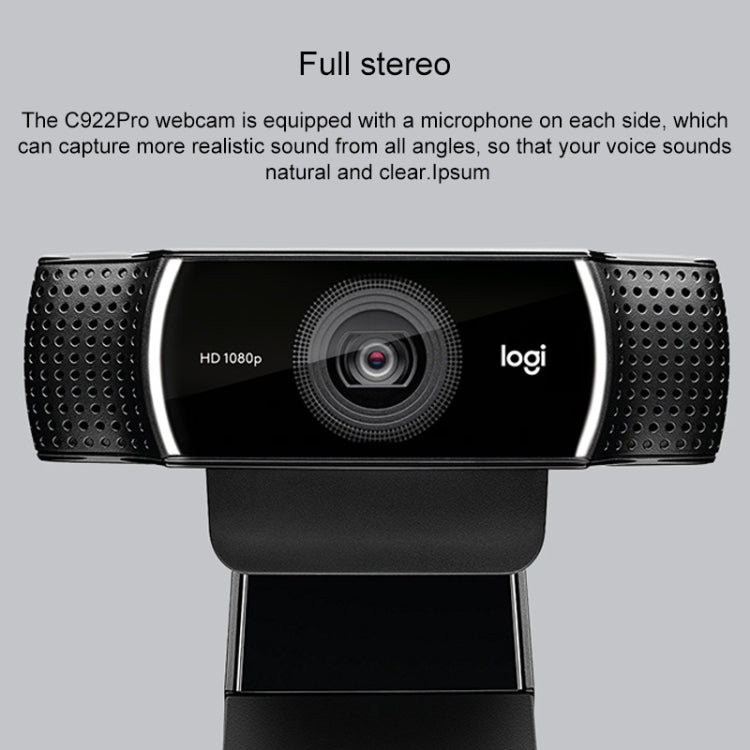 Logitech C922 高清 1080P 自動對焦網路攝影機，配備 2 個全向麥克風