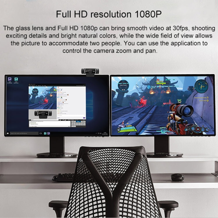 Logitech C922 高清 1080P 自動對焦網路攝影機，配備 2 個全向麥克風