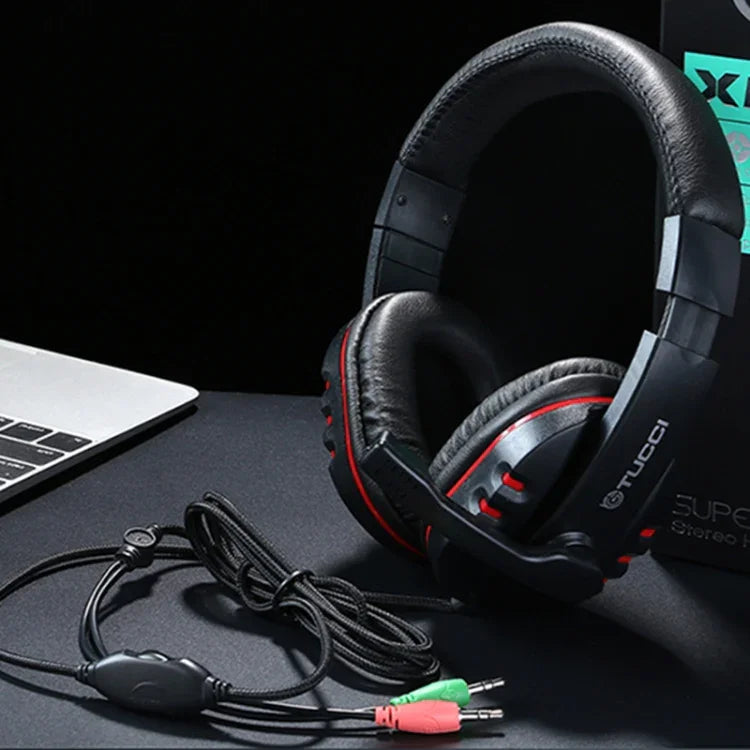 TUCCI X6 超重低音立體聲PC遊戲耳機，帶麥克風，X6