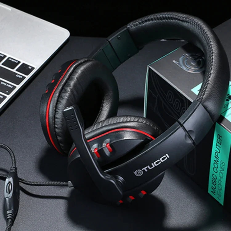 TUCCI X6 超重低音立體聲PC遊戲耳機，帶麥克風，X6