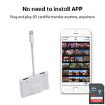 NK-1042 6合1 8 Pin公轉雙USB + 雙SD卡 + 3.5mm音頻接口 + 8 Pin充電接口母座相機轉接器