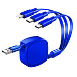 1.2米 3.5A最大輸出 3合1 USB轉USB-C / Type-C + 8Pin + Micro USB 可伸縮充電線