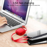 1.2米 3.5A最大輸出 3合1 USB轉USB-C / Type-C + 8Pin + Micro USB 可伸縮充電線