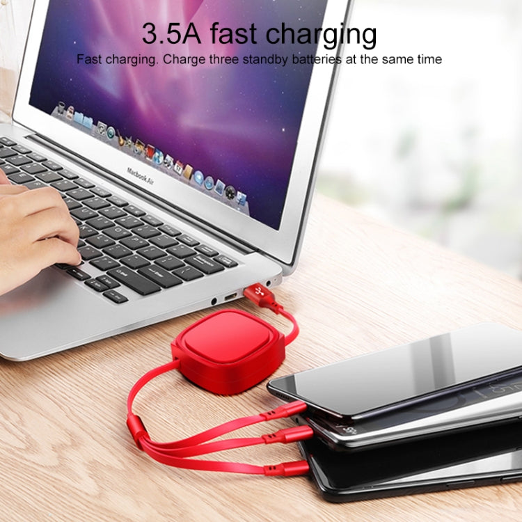 1.2米 3.5A最大輸出 3合1 USB轉USB-C / Type-C + 8Pin + Micro USB 可伸縮充電線