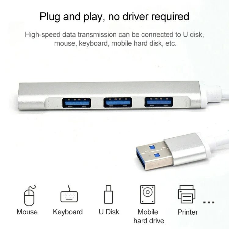 A-809 4 埠 USB 3.0 轉 USB 3.0 鋁合金集線器轉接器，A-809