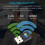 AC600Mbps 2.4GHz及5GHz雙頻USB 2.0無線網卡免驅動外接網卡，AC600Mbps