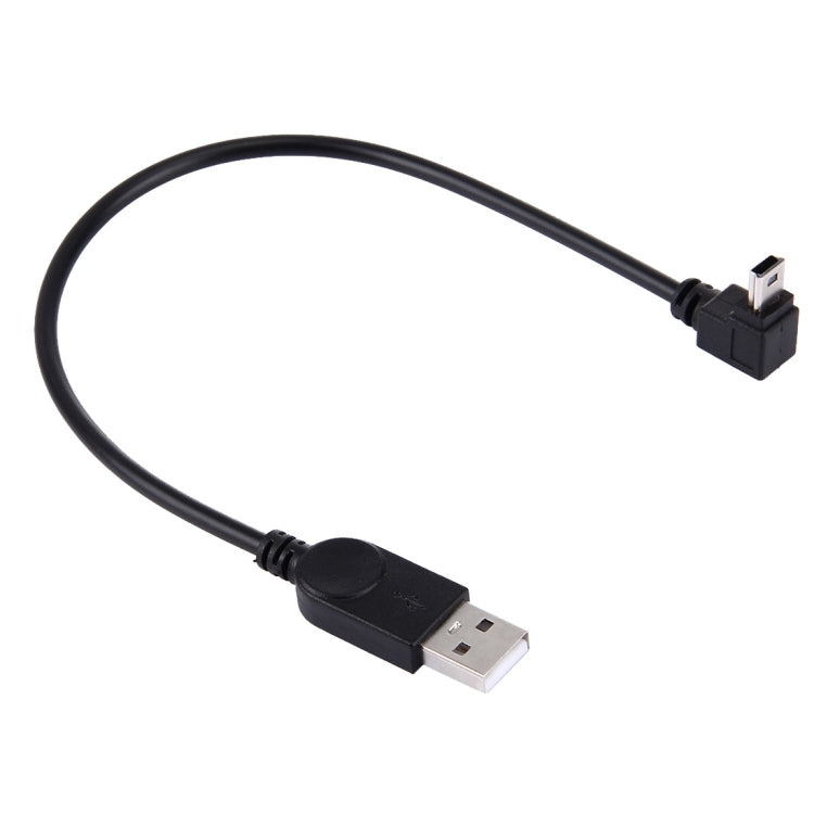 90度彎頭迷你USB轉USB數據/充電線，長度：28cm，彎頭迷你USB