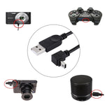 90度彎頭迷你USB轉USB數據/充電線，長度：28cm，彎頭迷你USB