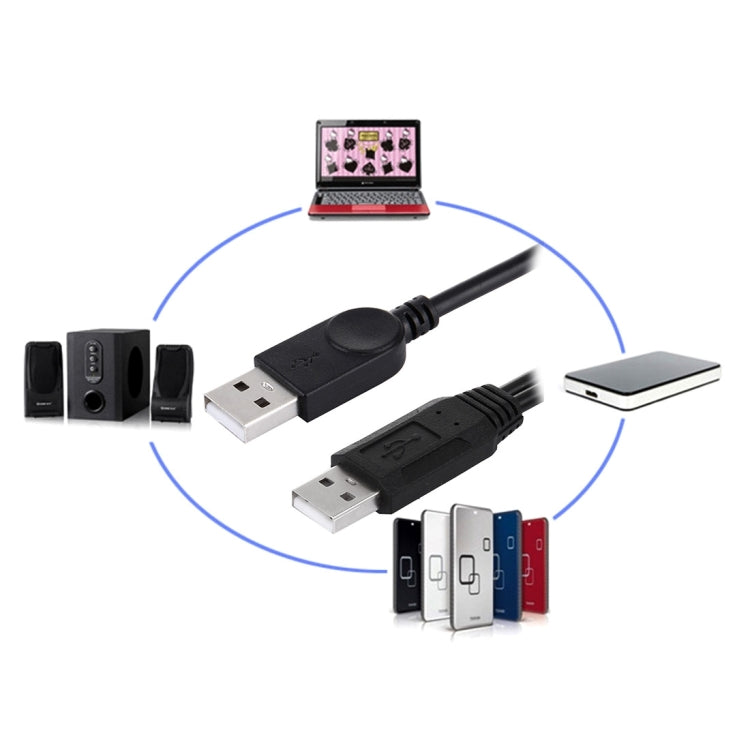 2合1 USB 2.0公頭轉2埠雙USB公頭電腦/筆電用線，長度：50cm，USB 2.0 AM轉2 USB 2.0 AM