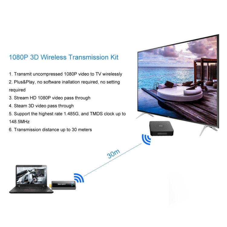 Measy W2H Mini2 60GHz 全高清 1080P 無線 3D 傳輸套件，傳輸距離：30m，英國插頭，PC6337、PC6337AU、PC6337UK、PC6337US