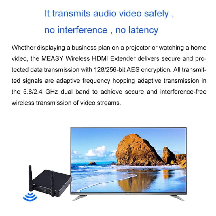Measy FHD686-2 全高清 1080P 3D 2.4GHz / 5.8GHz 無線高清多媒體介面延長器，1 發射器 + 2 接收器，傳輸距離：200m，FHD686-2（英國插頭）、FHD686-2（美國插頭）、FHD686-2（澳洲插頭）、FHD686-2（歐洲插頭）